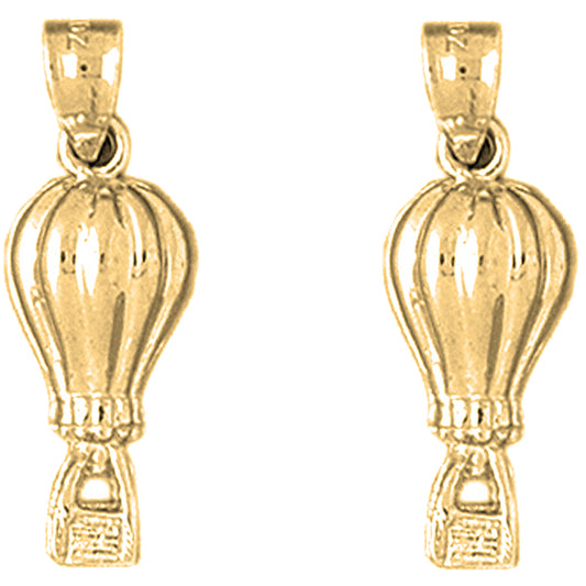 Yellow Gold-plated Silver 26mm 3D Hot Air Balloon Earrings