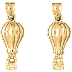 Yellow Gold-plated Silver 26mm 3D Hot Air Balloon Earrings