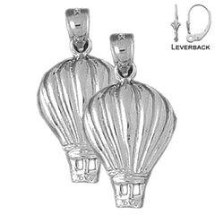 Sterling Silver 27mm Hot Air Balloon Earrings (White or Yellow Gold Plated)