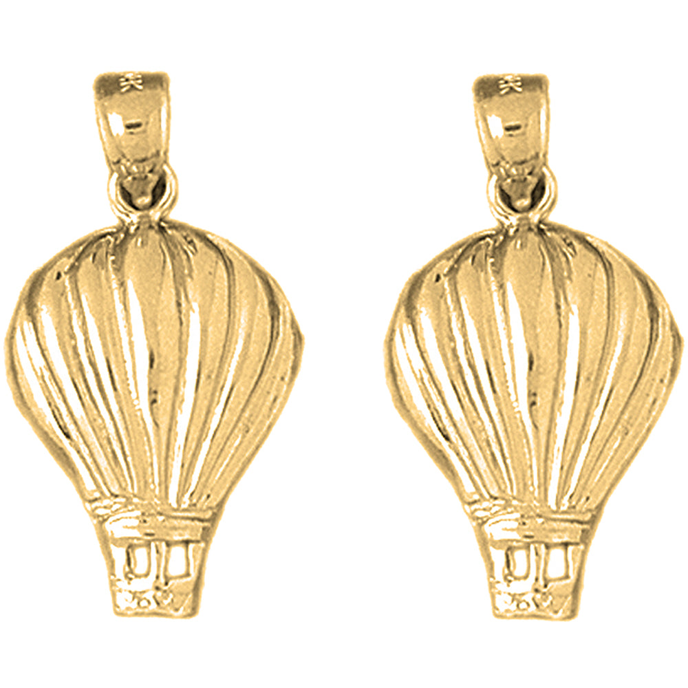Yellow Gold-plated Silver 27mm Hot Air Balloon Earrings