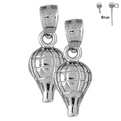 Pendientes de globo aerostático de plata de ley de 21 mm (chapados en oro blanco o amarillo)