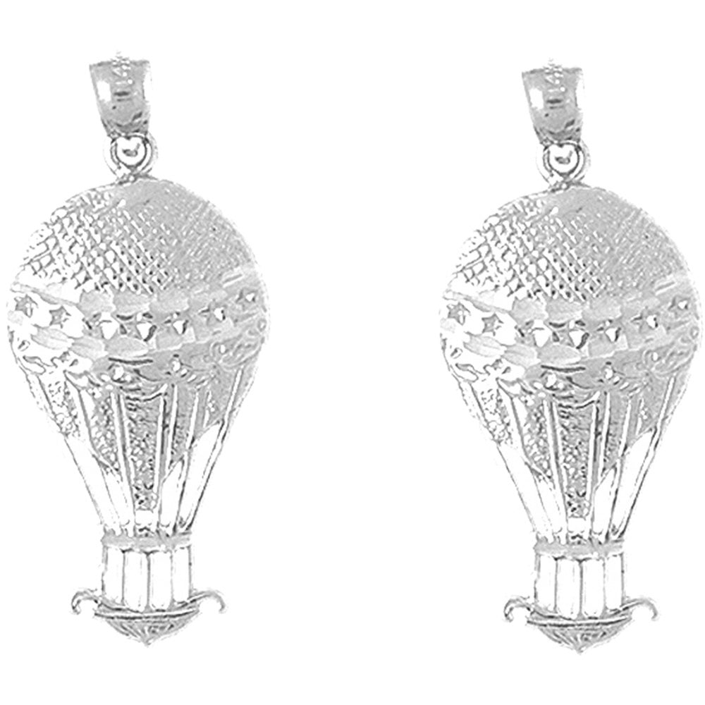 Sterling Silver 34mm Hot Air Balloon Earrings