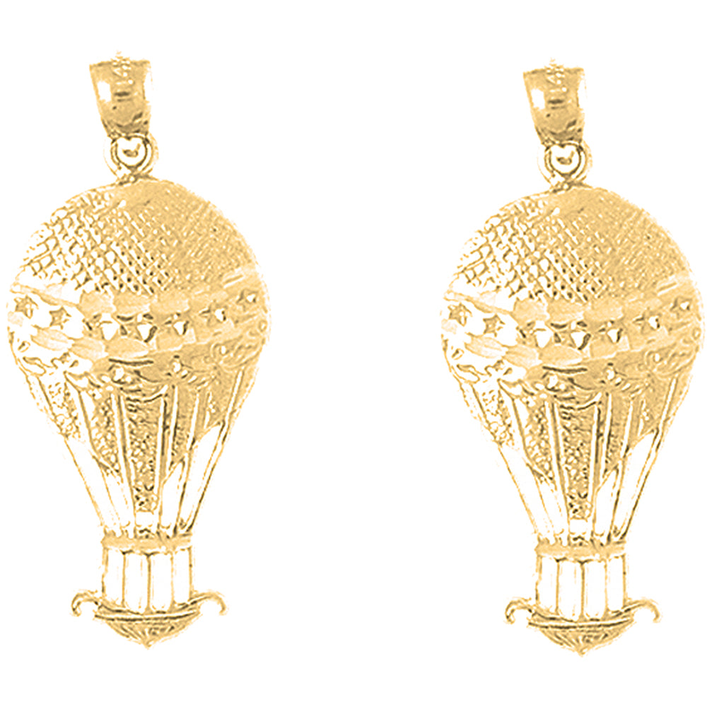 Yellow Gold-plated Silver 34mm Hot Air Balloon Earrings