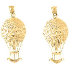 Yellow Gold-plated Silver 34mm Hot Air Balloon Earrings