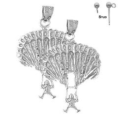 Sterling Silver 27mm Parachuter Earrings (White or Yellow Gold Plated)
