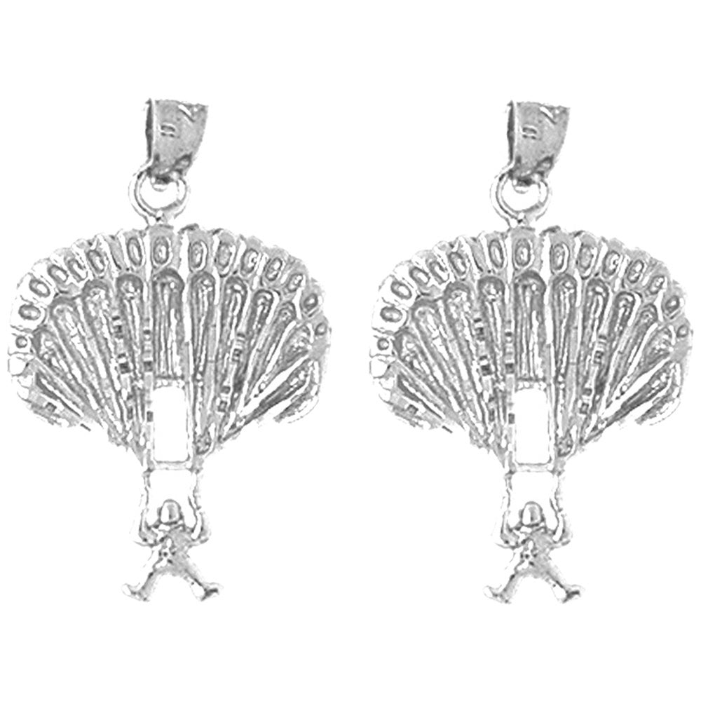 Sterling Silver 27mm Parachuter Earrings