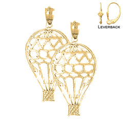 Sterling Silver 34mm Hot Air Balloon Earrings (White or Yellow Gold Plated)