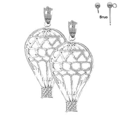 Sterling Silver 34mm Hot Air Balloon Earrings (White or Yellow Gold Plated)
