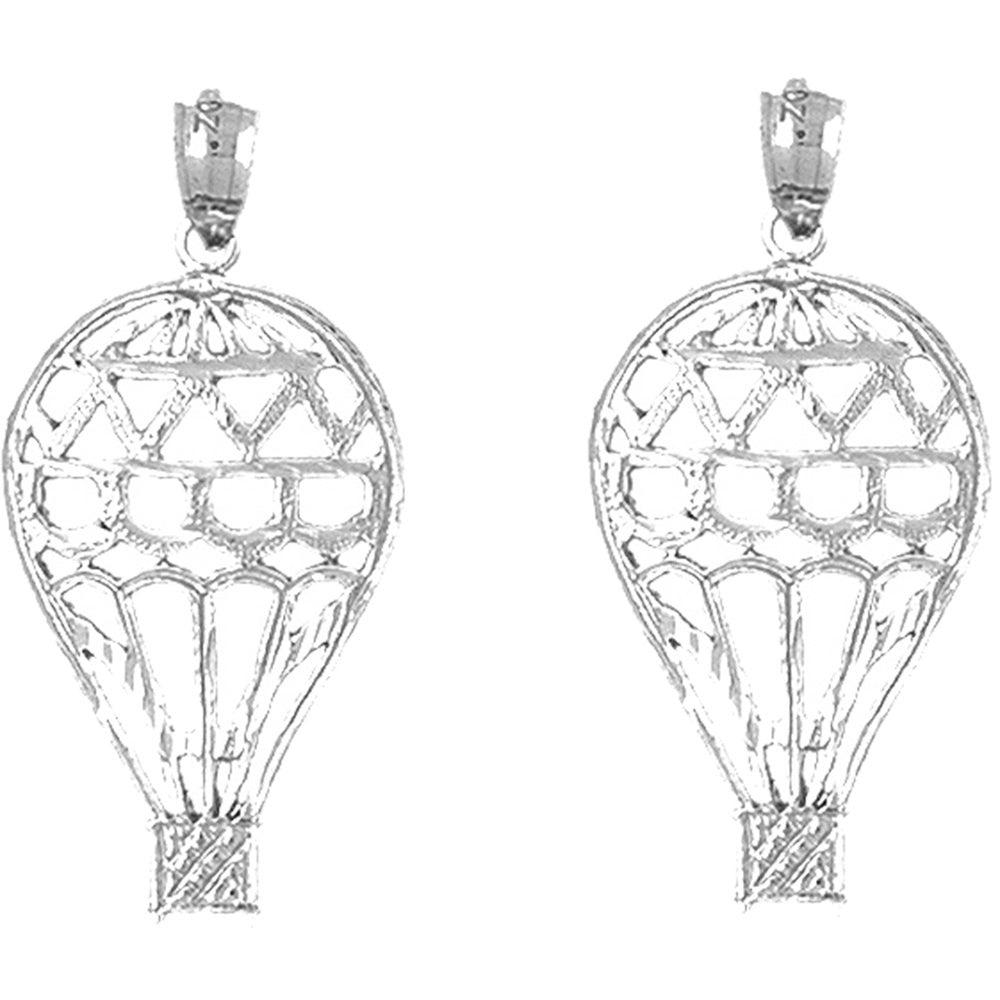 Sterling Silver 34mm Hot Air Balloon Earrings