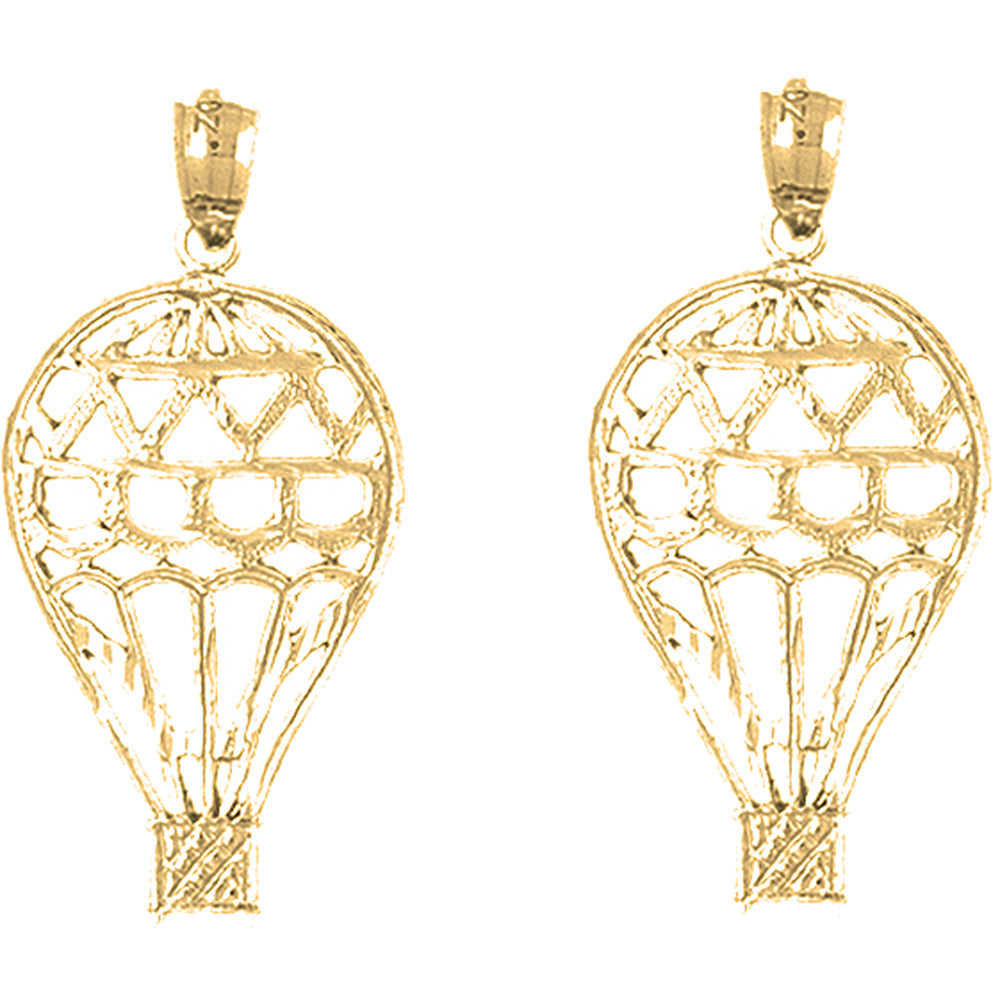 Yellow Gold-plated Silver 34mm Hot Air Balloon Earrings