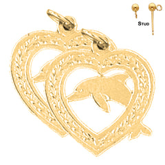 20 mm große Delfin-Ohrringe aus Sterlingsilber (weiß- oder gelbvergoldet)