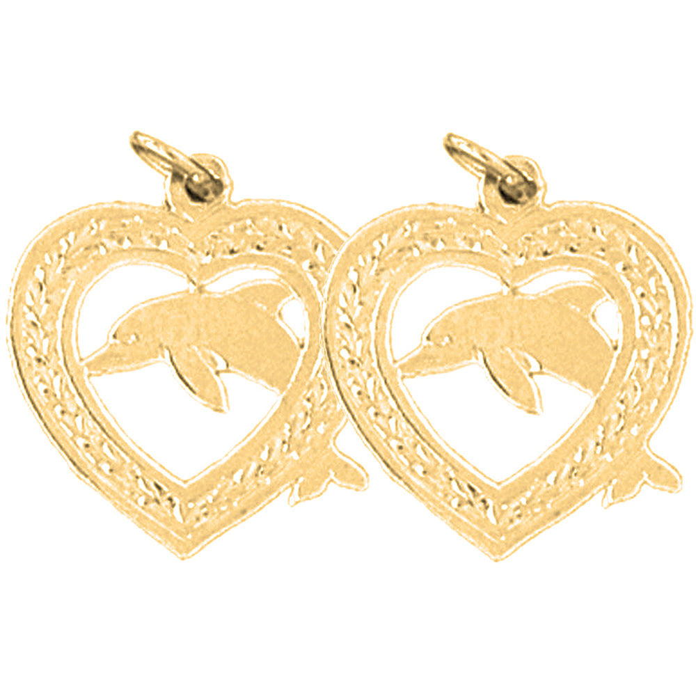 Yellow Gold-plated Silver 20mm Dolphin Earrings