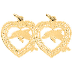 Yellow Gold-plated Silver 20mm Dolphin Earrings
