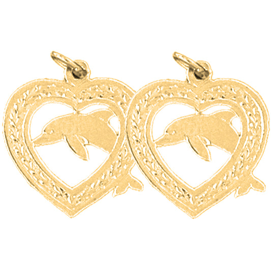14K or 18K Gold 20mm Dolphin Earrings