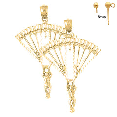 Sterling Silver 39mm Parachuter Earrings (White or Yellow Gold Plated)