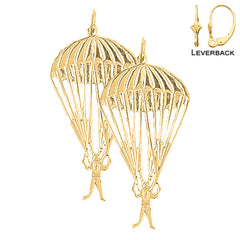 Sterling Silver 37mm Parachuter Earrings (White or Yellow Gold Plated)