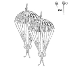 Sterling Silver 37mm Parachuter Earrings (White or Yellow Gold Plated)