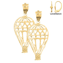Sterling Silver 30mm Hot Air Balloon Earrings (White or Yellow Gold Plated)