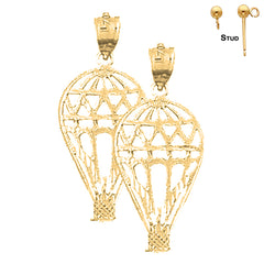 Sterling Silver 30mm Hot Air Balloon Earrings (White or Yellow Gold Plated)