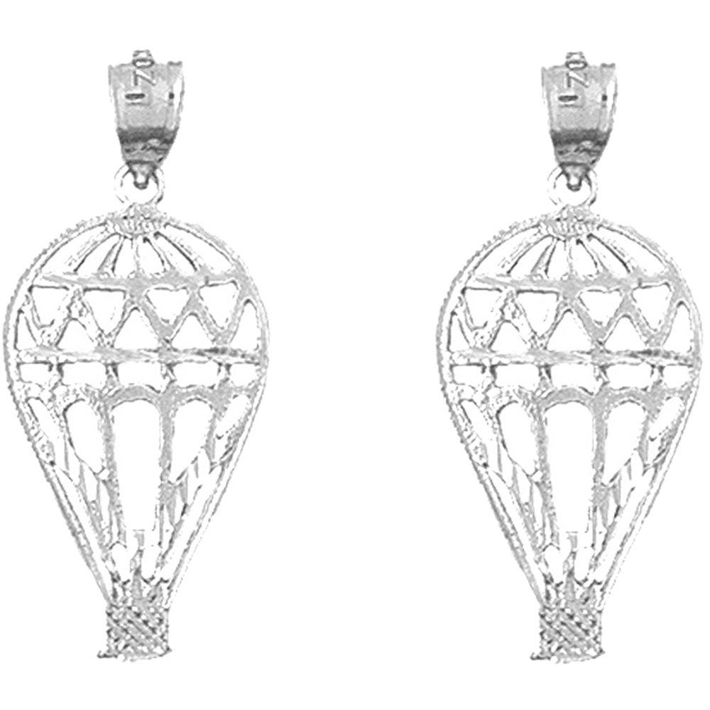 Sterling Silver 30mm Hot Air Balloon Earrings