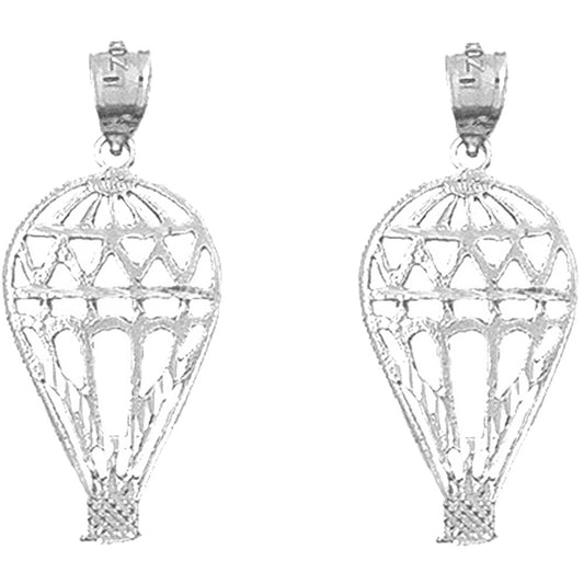 Sterling Silver 30mm Hot Air Balloon Earrings