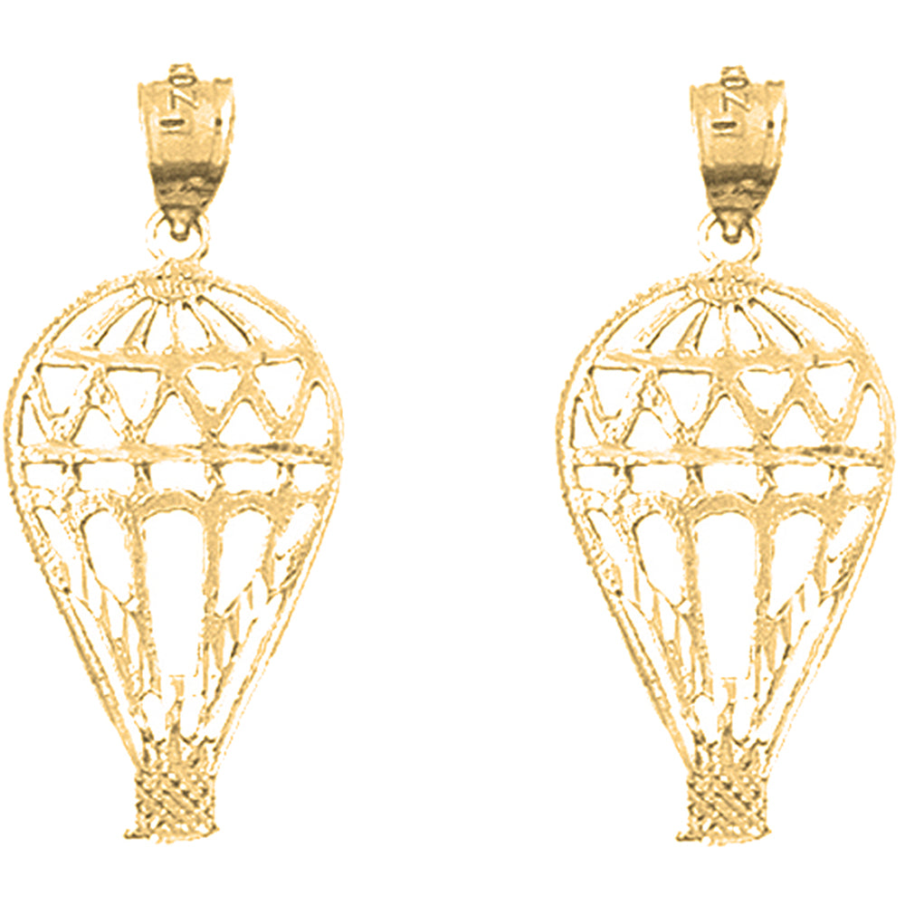 Yellow Gold-plated Silver 30mm Hot Air Balloon Earrings