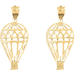 Yellow Gold-plated Silver 30mm Hot Air Balloon Earrings