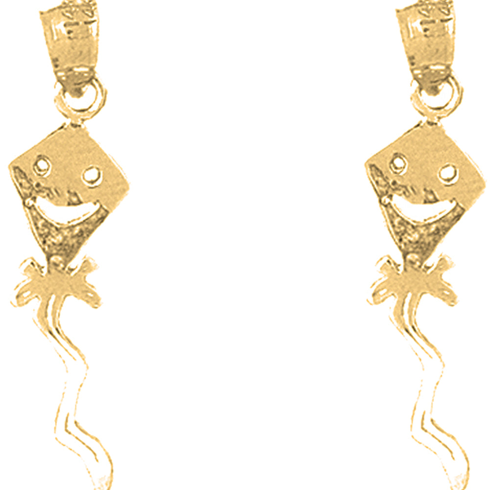 Yellow Gold-plated Silver 31mm Kite Earrings