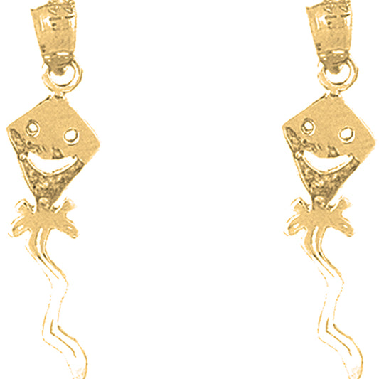 Yellow Gold-plated Silver 31mm Kite Earrings