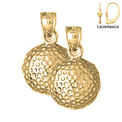 Sterling Silver 19mm Golf Ball Earrings (White or Yellow Gold Plated)