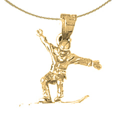 14K or 18K Gold 3D Snow Boarder Pendant