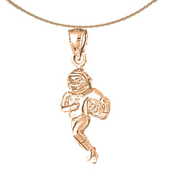 10K, 14K or 18K Gold 3D Football Player Pendant