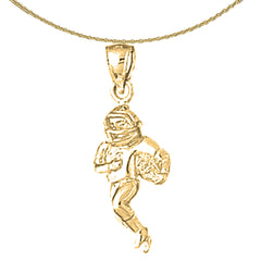 10K, 14K or 18K Gold 3D Football Player Pendant