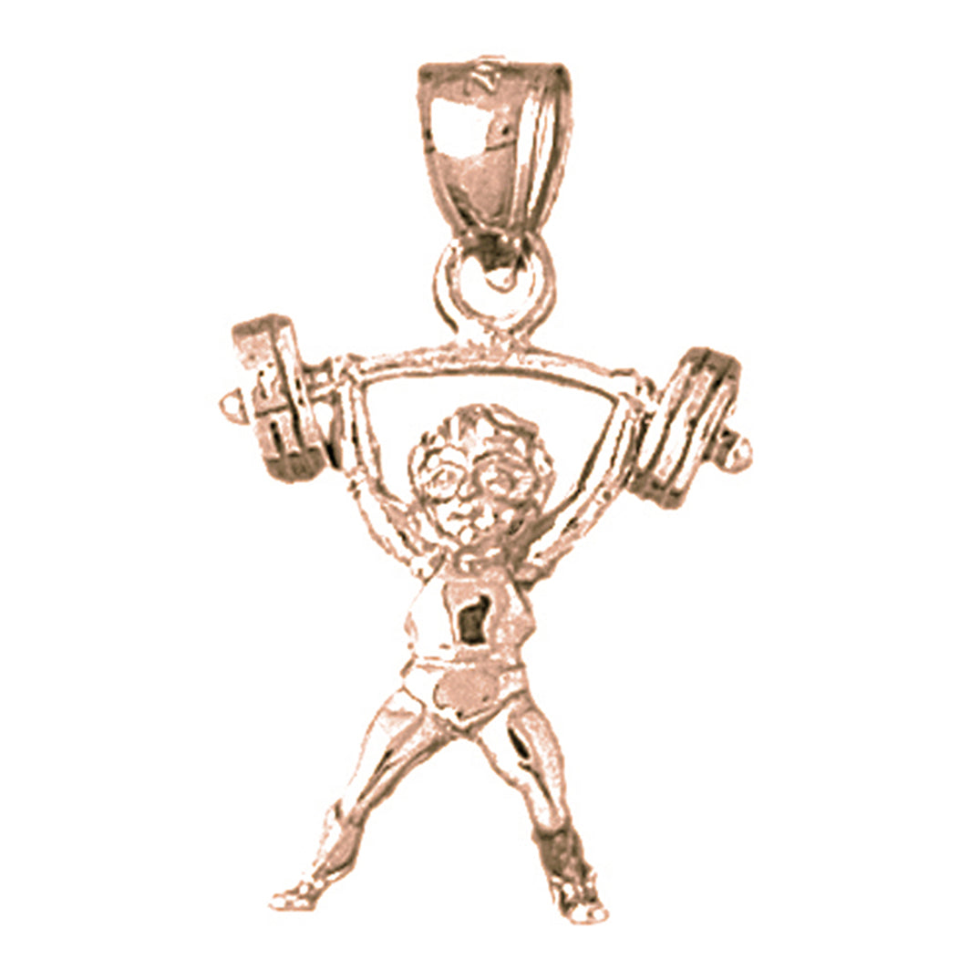 10K, 14K or 18K Gold 3D Body Builder Pendant