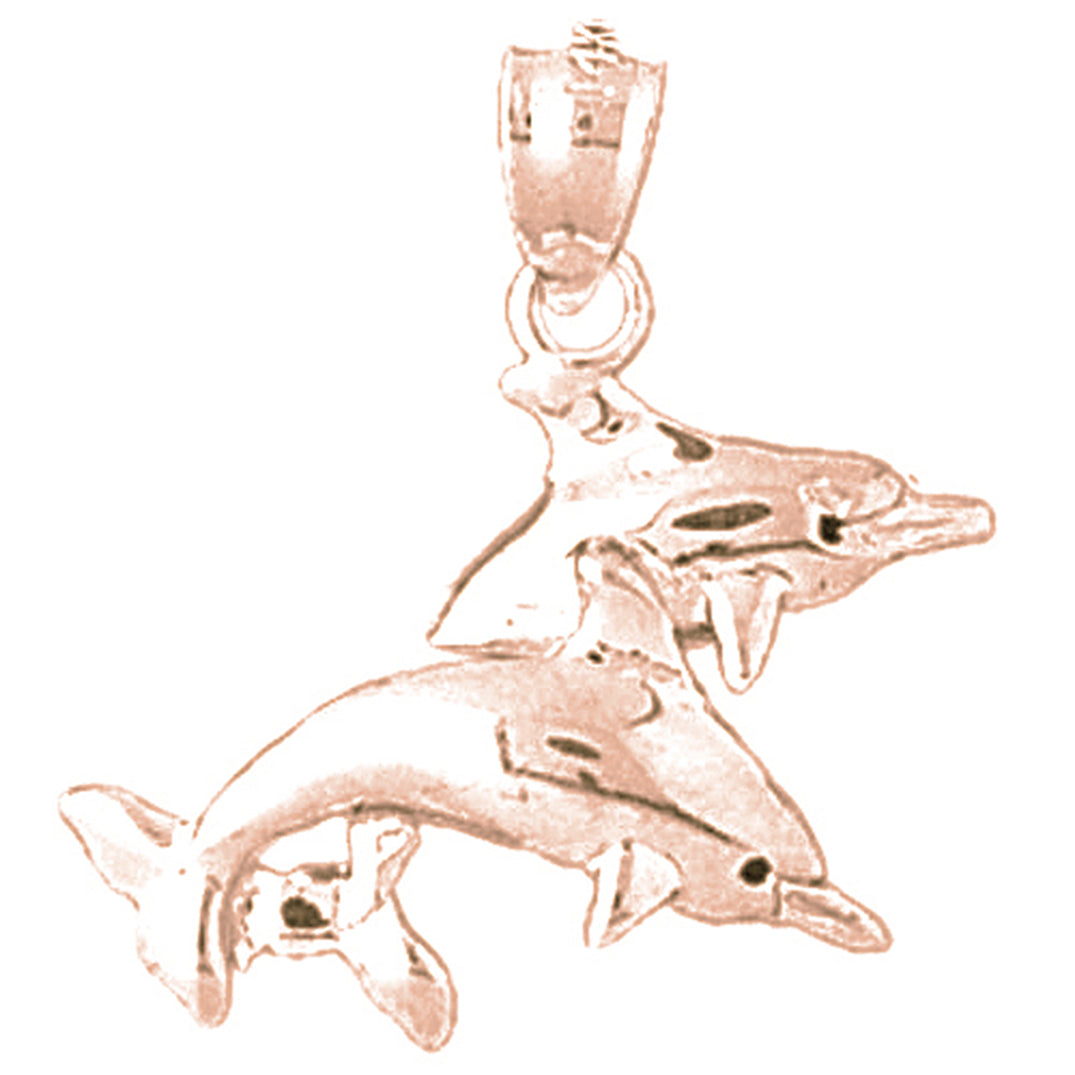 14K or 18K Gold Dolphin Pendant