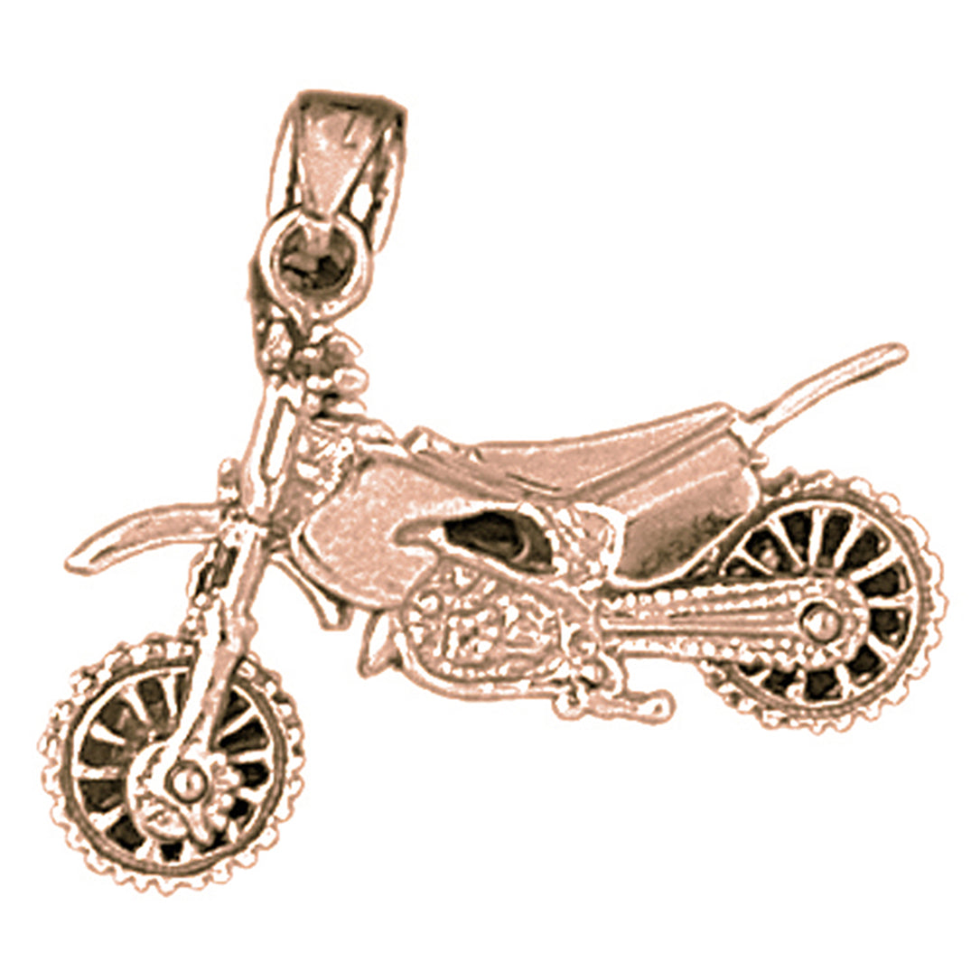 10K, 14K or 18K Gold 3D Motorcycle Pendant