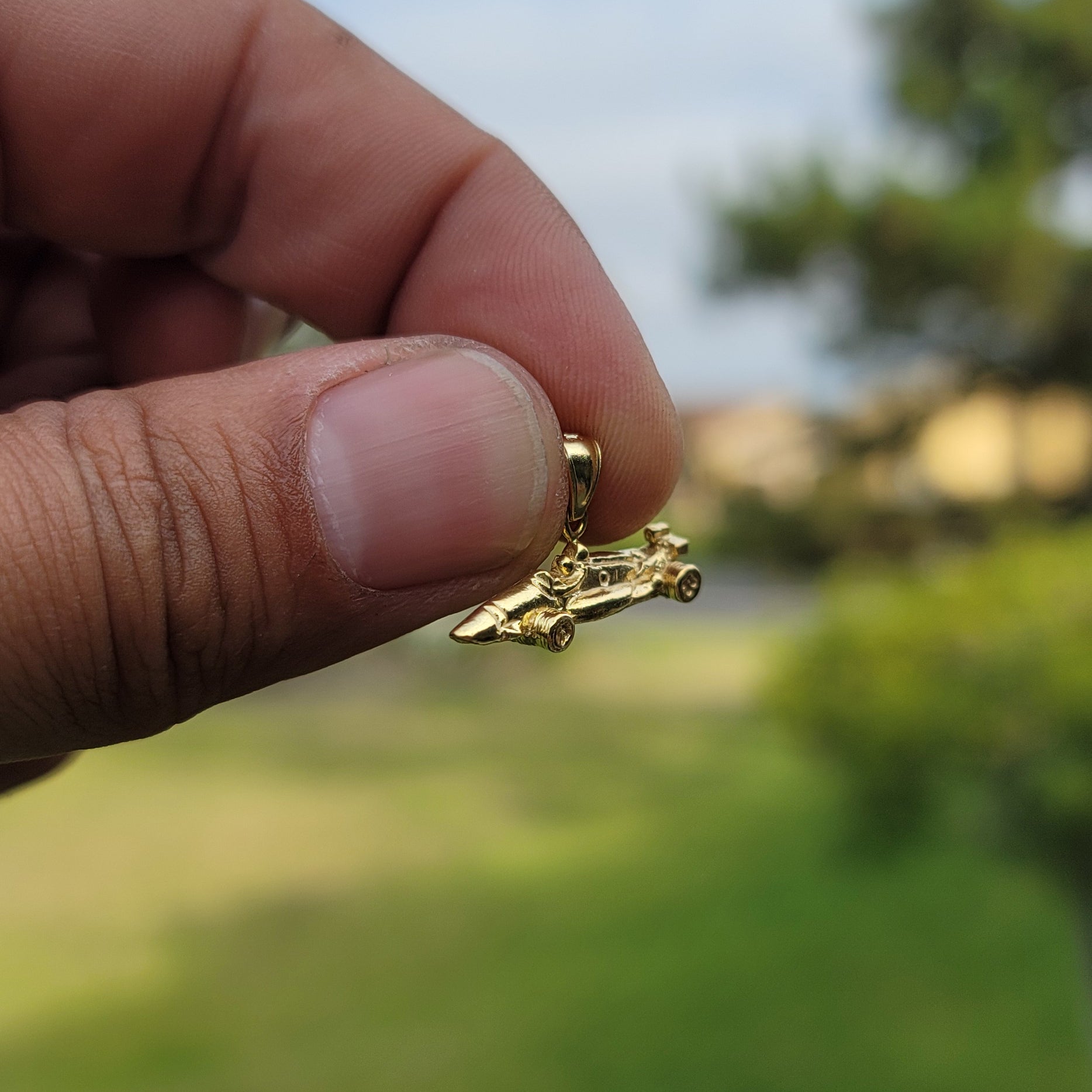 10K, 14K or 18K Gold Race Car Pendant