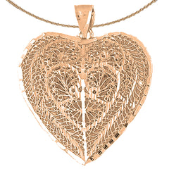 10K, 14K or 18K Gold 3D Filigree Heart Pendant