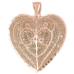 10K, 14K or 18K Gold 3D Filigree Heart Pendant