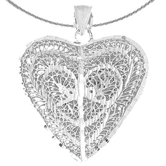 10K, 14K or 18K Gold 3D Filigree Heart Pendant