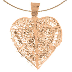 10K, 14K or 18K Gold 3D Filigree Heart Pendant