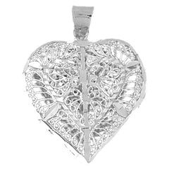 10K, 14K or 18K Gold 3D Filigree Heart Pendant