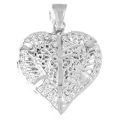 10K, 14K or 18K Gold 3D Filigree Heart Pendant