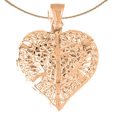 10K, 14K or 18K Gold 3D Filigree Heart Pendant