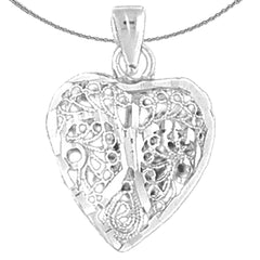 10K, 14K or 18K Gold 3D Filigree Heart Pendant