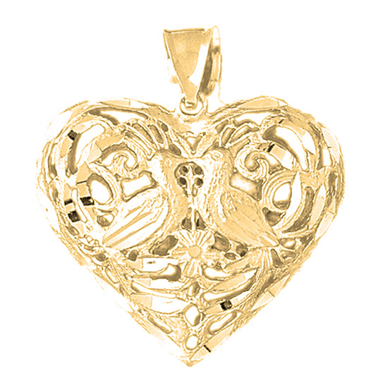 10K, 14K or 18K Gold 3D Filigree Heart Pendant