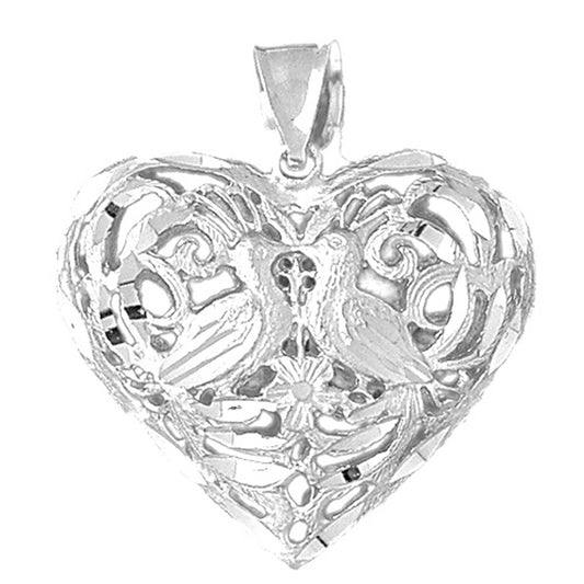 10K, 14K or 18K Gold 3D Filigree Heart Pendant