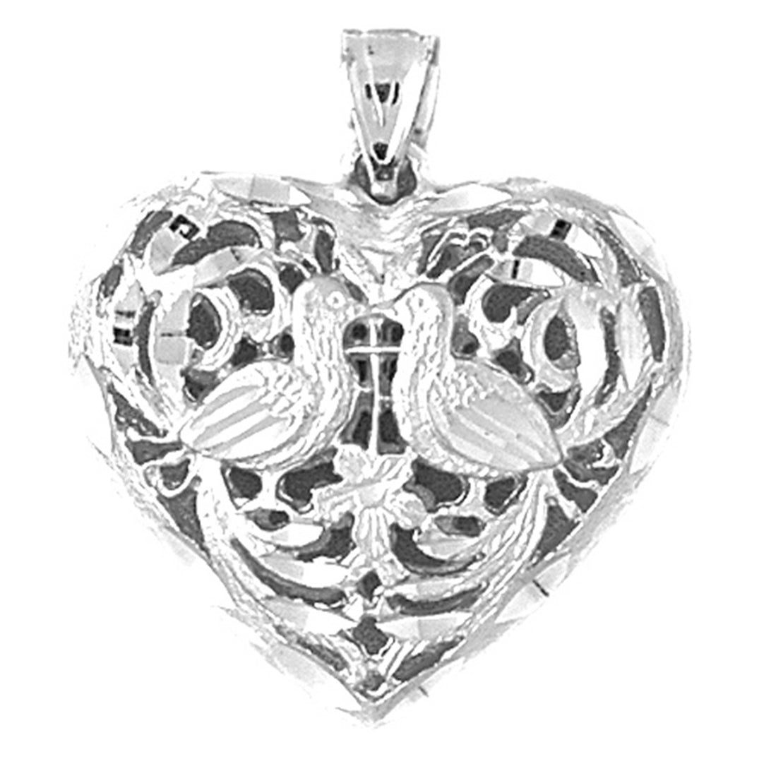 10K, 14K or 18K Gold 3D Filigree Heart Pendant