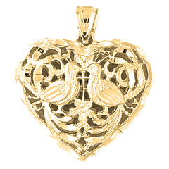 10K, 14K or 18K Gold 3D Filigree Heart Pendant