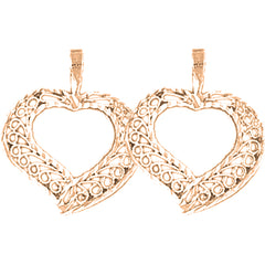 14K or 18K Gold 22mm Heart Earrings